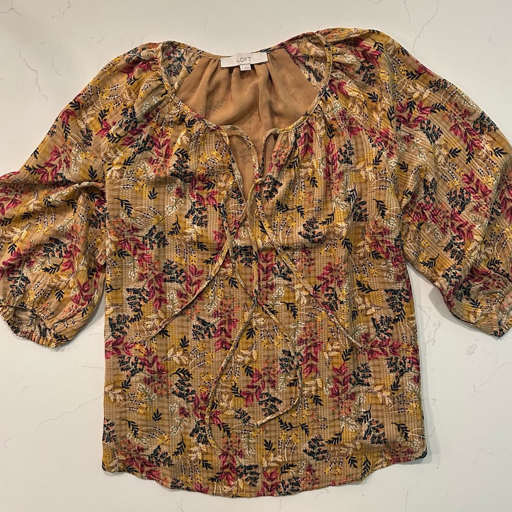LOFT Multicolor Floral Blouse